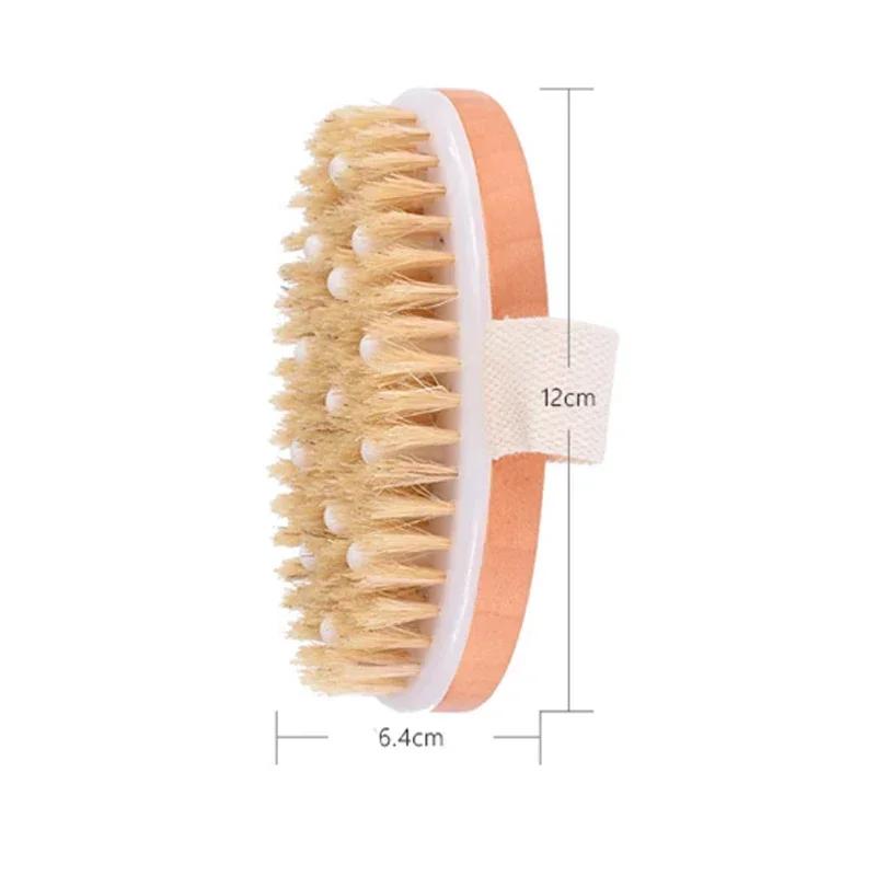 SPA Wooden Body Brush Natural Boar Bristle Organic Dry Skin Body Brush Bamboo Wet Back Shower Brushes Exfoliating Bathing Brush