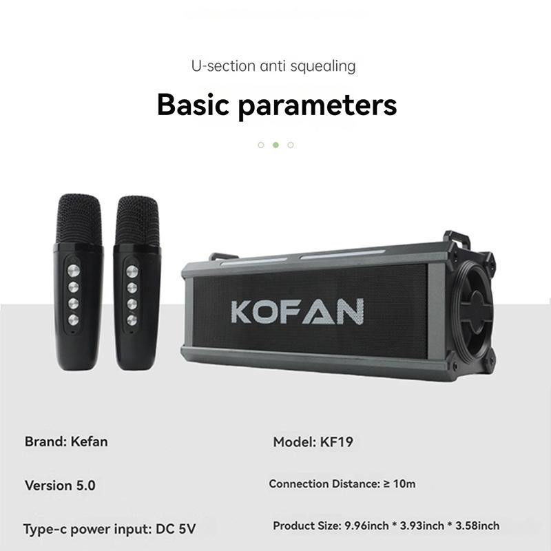 20W Super Bass Wireless Bluetooth Speaker Built-in Sound Card Colorful Light Effect Subwoofer with 2 Mics Portable Home Karaoke