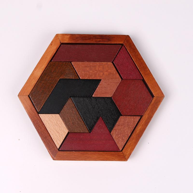 Colorful Wooden Honeycomb Jigsaw Puzzle for Early Childhood Education
