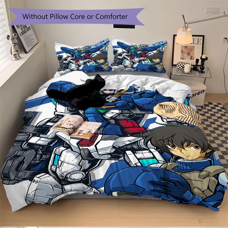 Mobile Suit Adventure Print 3Pcs Bedding Setduvet Cover With 2 Bedropillowcase Home Birthday Gift