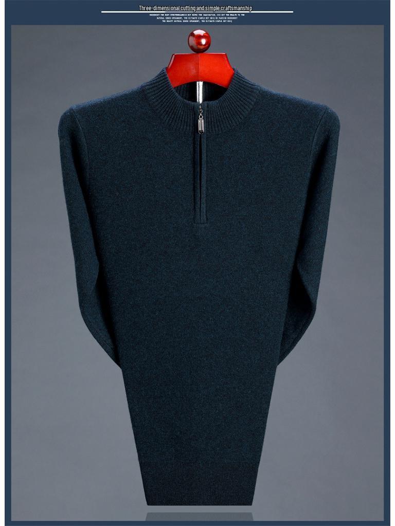 

Brand Men s Thick Cashmere Half-Zip Sweater 2025 Autumn/Winter Collection - Warm, Middle-Aged Style Jumper 180/96A