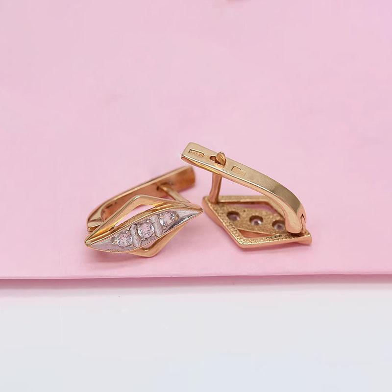 Exquisite Russian Purple Gold Single-Row Earrings Classic Gold Diamond Earrings Rose Gold Plated Zircon Earrings