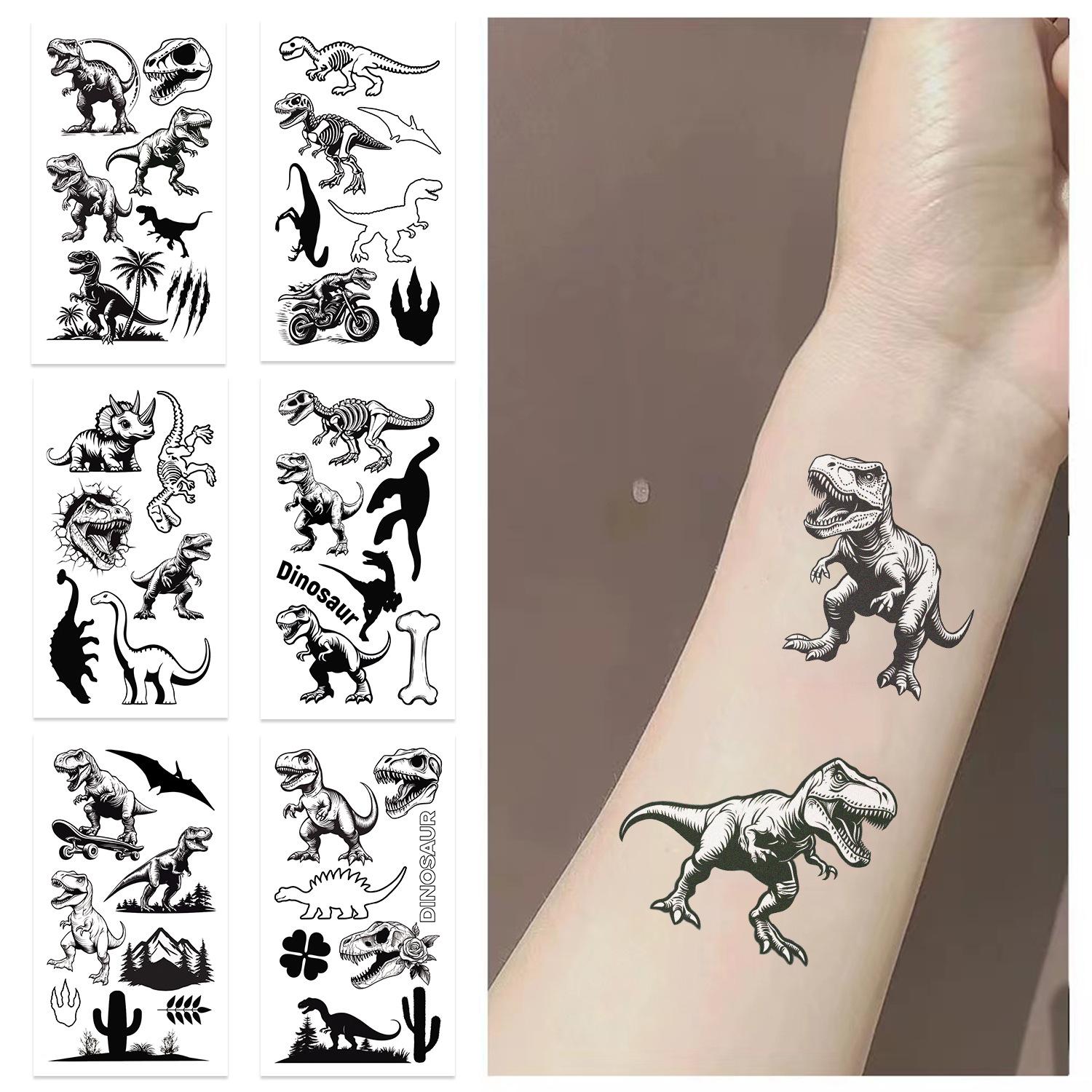 

Новые черно-белые светящиеся тату-наклейки с динозаврами, водостойкие, подарок для вечеринки, забавные наклейки для лица Luminous series (10 sheets/pack)