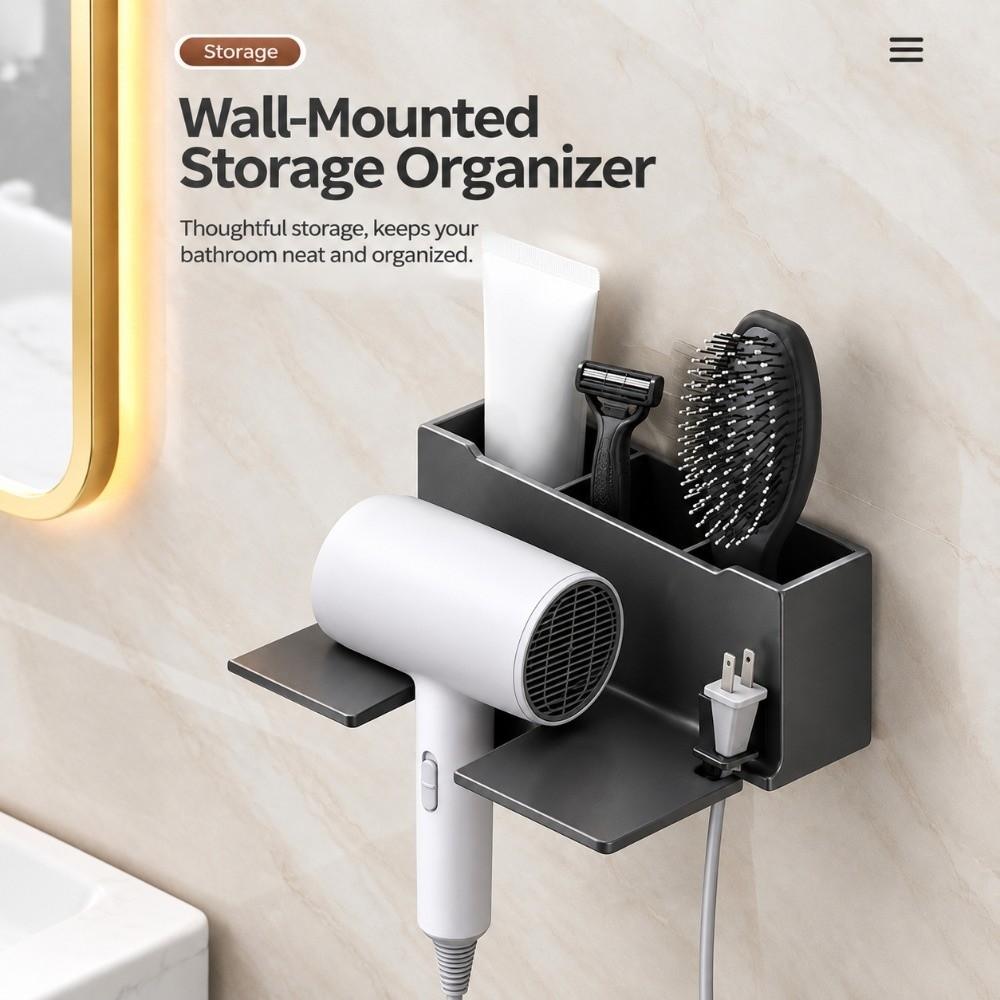 1Pc Punch-Free Hair Dryer Storage Rack Wall Mounted Hair Dryer Stand Blow Dryer Organizer Home Use