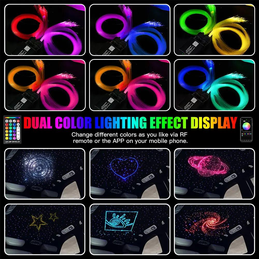 Dual Port RGBW Meteor Ceiling Car Roof Shooting Star Light LED Fiber Optic Light Starry Sky Lamp APP Control  Atmosphere Light