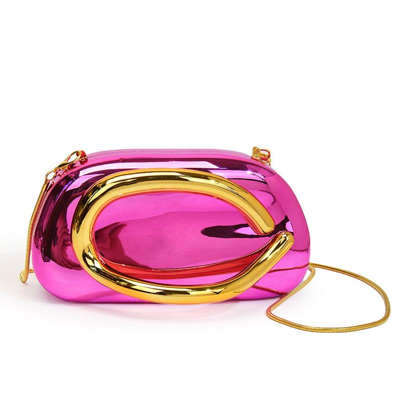 Handbag damska z handlu zagranicznego 2025 nowa europejska i amerykańska moda metalowa torebka na nadgarstek spersonalizowana błyszcząca łańcuszkowa listonoszka torebka wieczorowa