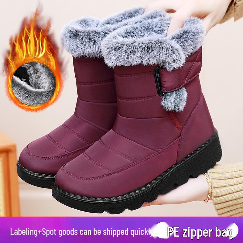 Women's Winter Snow Boots - Fleece Lined, Warm, Waterproof, Non-Slip, Comfortable Mid-Calf Thickness.