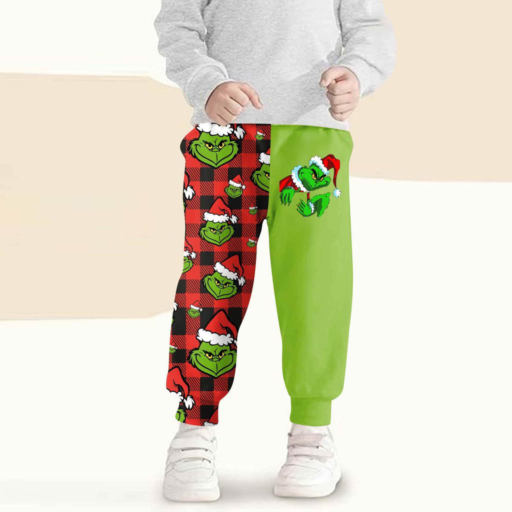 Kids' Fashion Christmas Print Loose-Fit Waistband Casual Sweatpants
