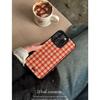 Sweet pink plaid apple 17promax mobile phone case gentle temperament ins wind Korean silver edge 16pro plaid