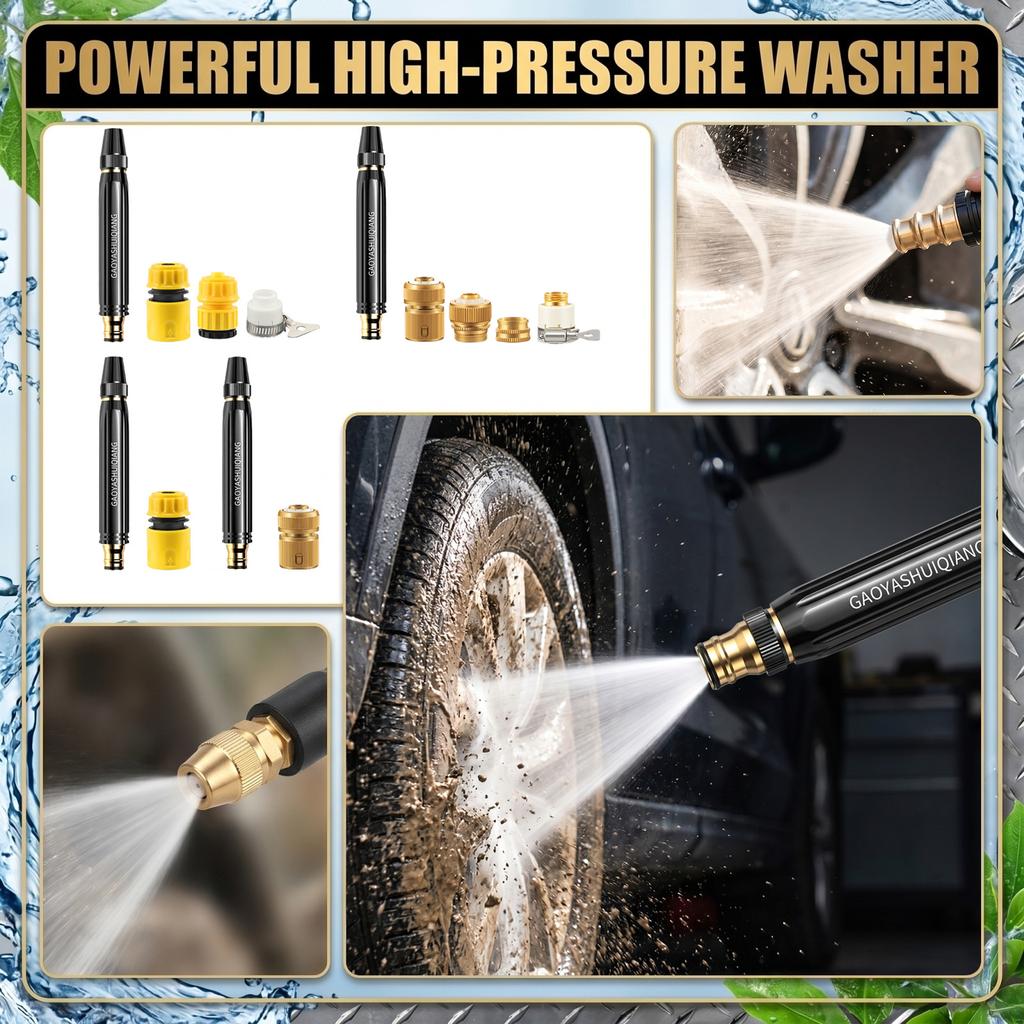 High Pressure Washer Spray Gun Nozzle with Quick Connector for Garden Hose Adjustable Water Flow Cleaning Tool Compatible with Most Pressure Washers