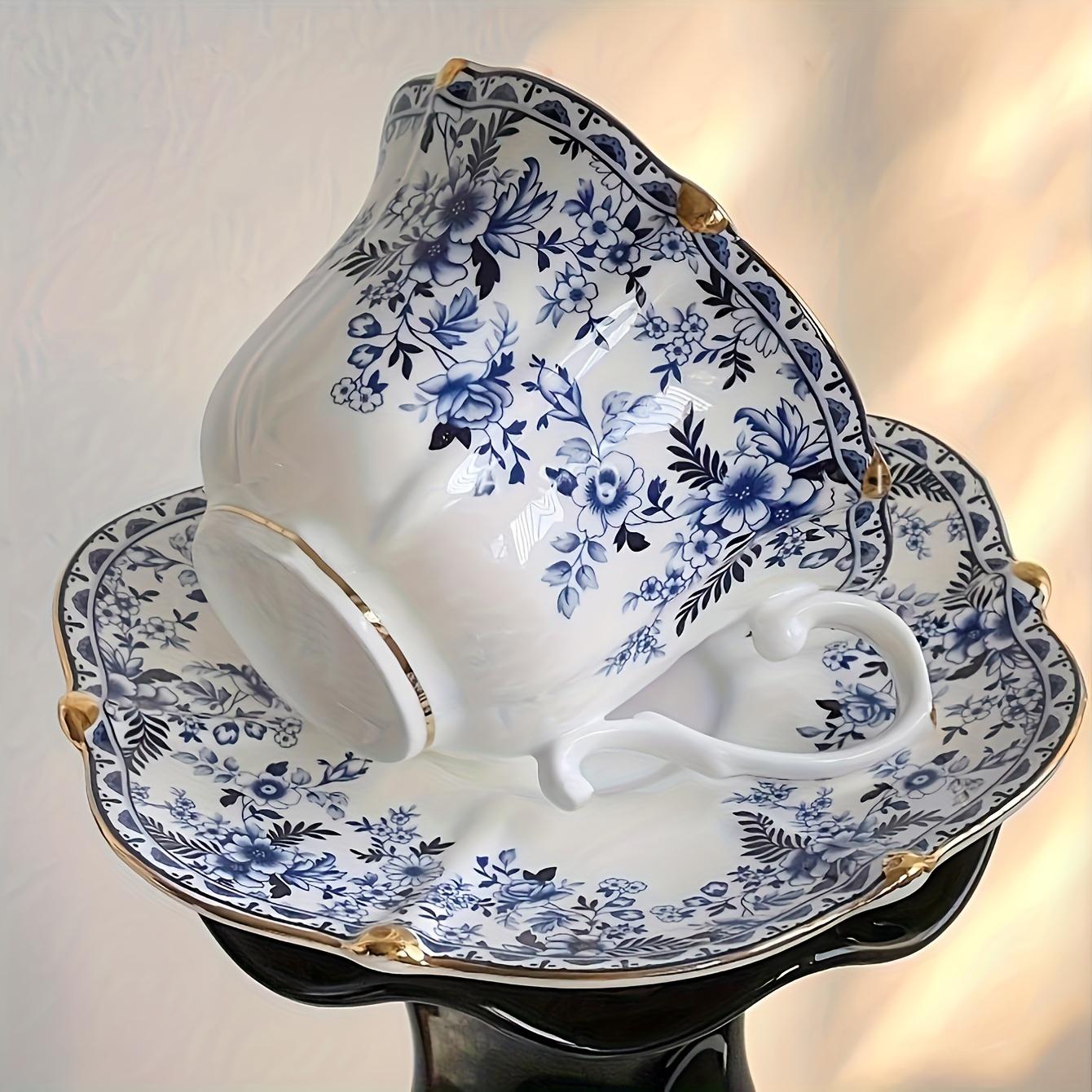 

1 набор Кружка и блюдце в скандинавском стиле из сине-белого фарфора, креативный набор для кофе латте в американском стиле