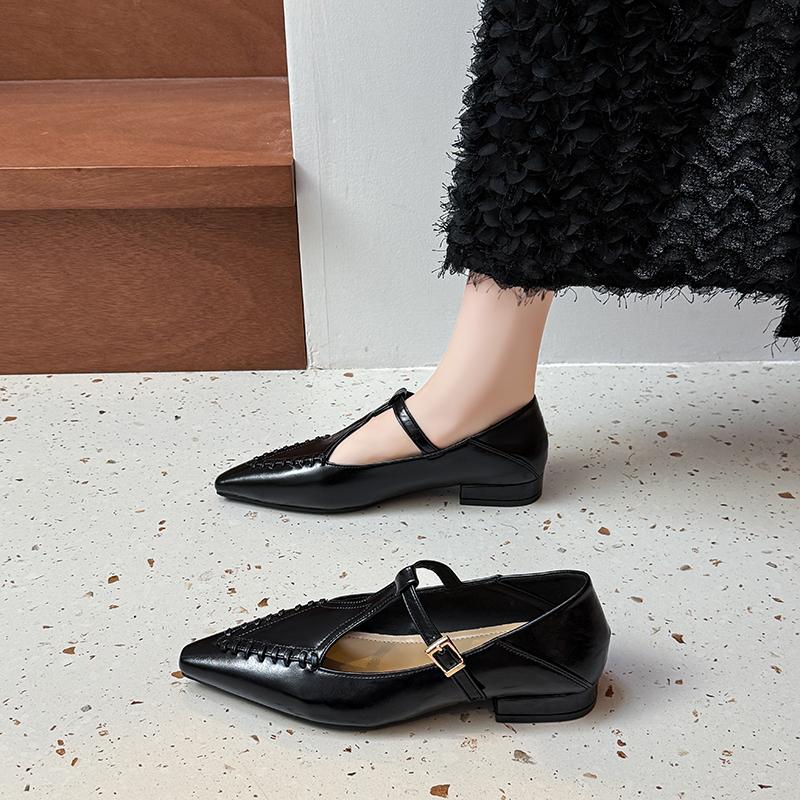 

Женские Натуральная Т-образный ремешок Слипоны Балетки Острый носок Мягкие Удобные Повседневные Женские Ежедневные Лоферы Мокасины Обувь для Женщин 34 чёрный