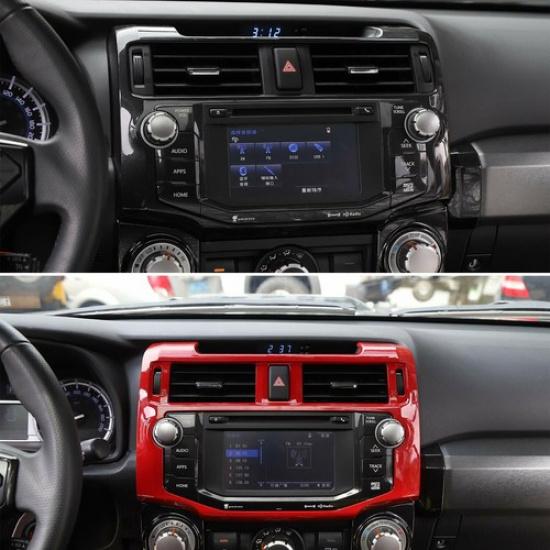 Innenraum Radio Display Bildschirm Rahmen Dekor Abdeckung Zierleisten für 4Runner 2010- Rot