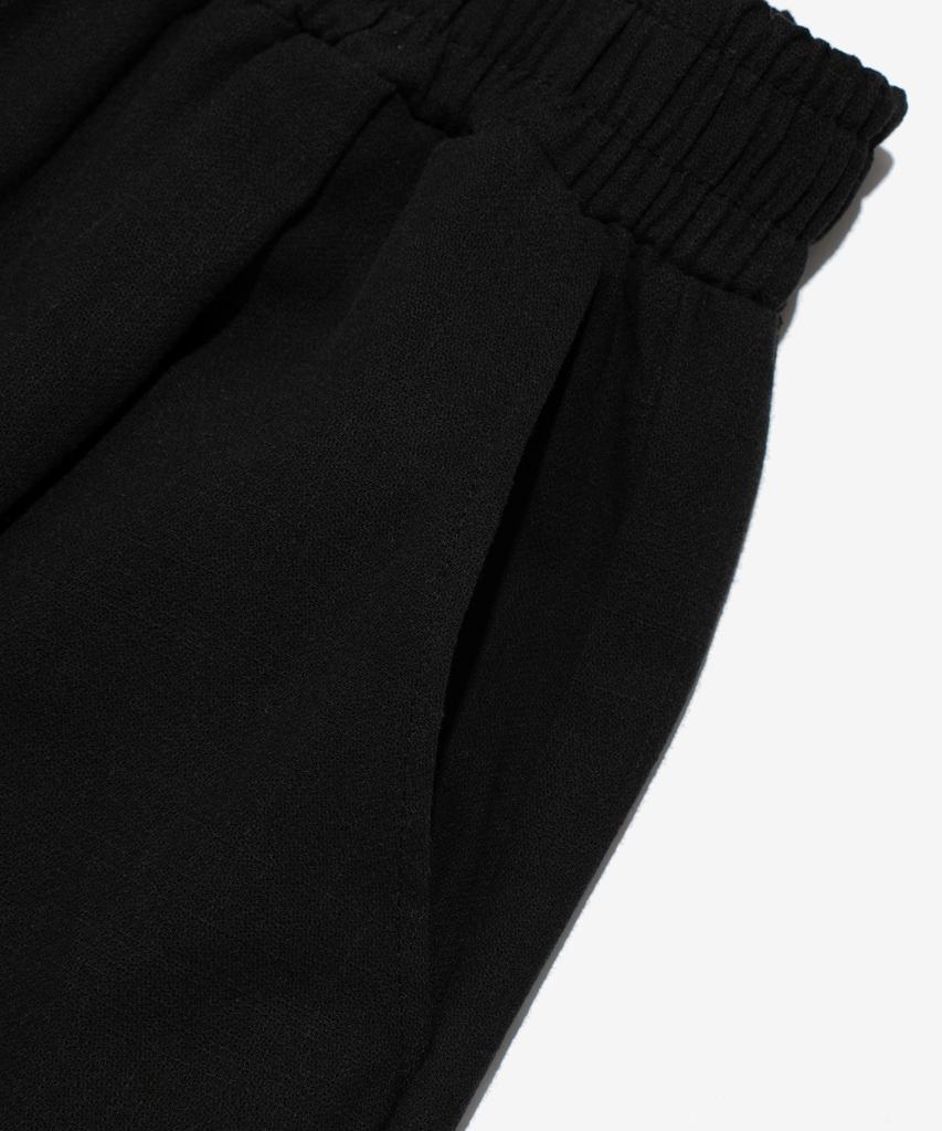 CARGOBROS Linen-Like Pintuck Wide Pants (Black)