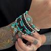 Stacked Beaded Bracelet for Men Hip Hop Personality Imitation Turquoise Bull Head Pendant Bracelet for Men High-end Hand Jewelry