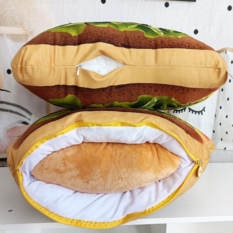 Simulated Plushie Hamburger Headrest Plaything Realistic Cushioned Quick Edible Hamburger Hurl Headrest Alongside Blanket 2 In 1 Headrest