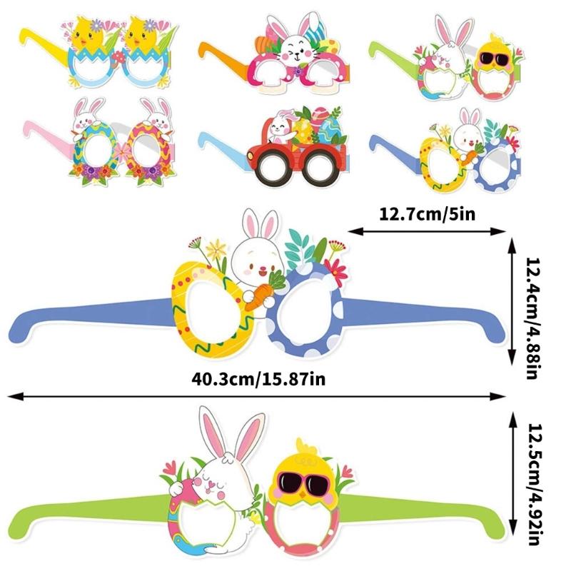Pack Of 6 Easters Paper Glasses Elegant 3D Eyeglasses for Festival Parties Handmade Eyewears Festival Accessory