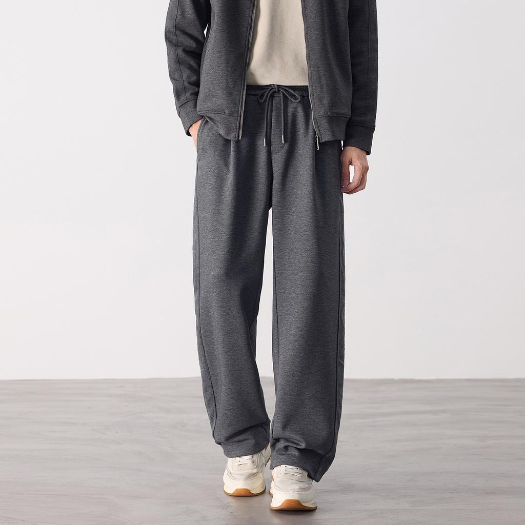 Autumn new American men's gray loose straight casual trousers drawstring elastic waist sweatpants