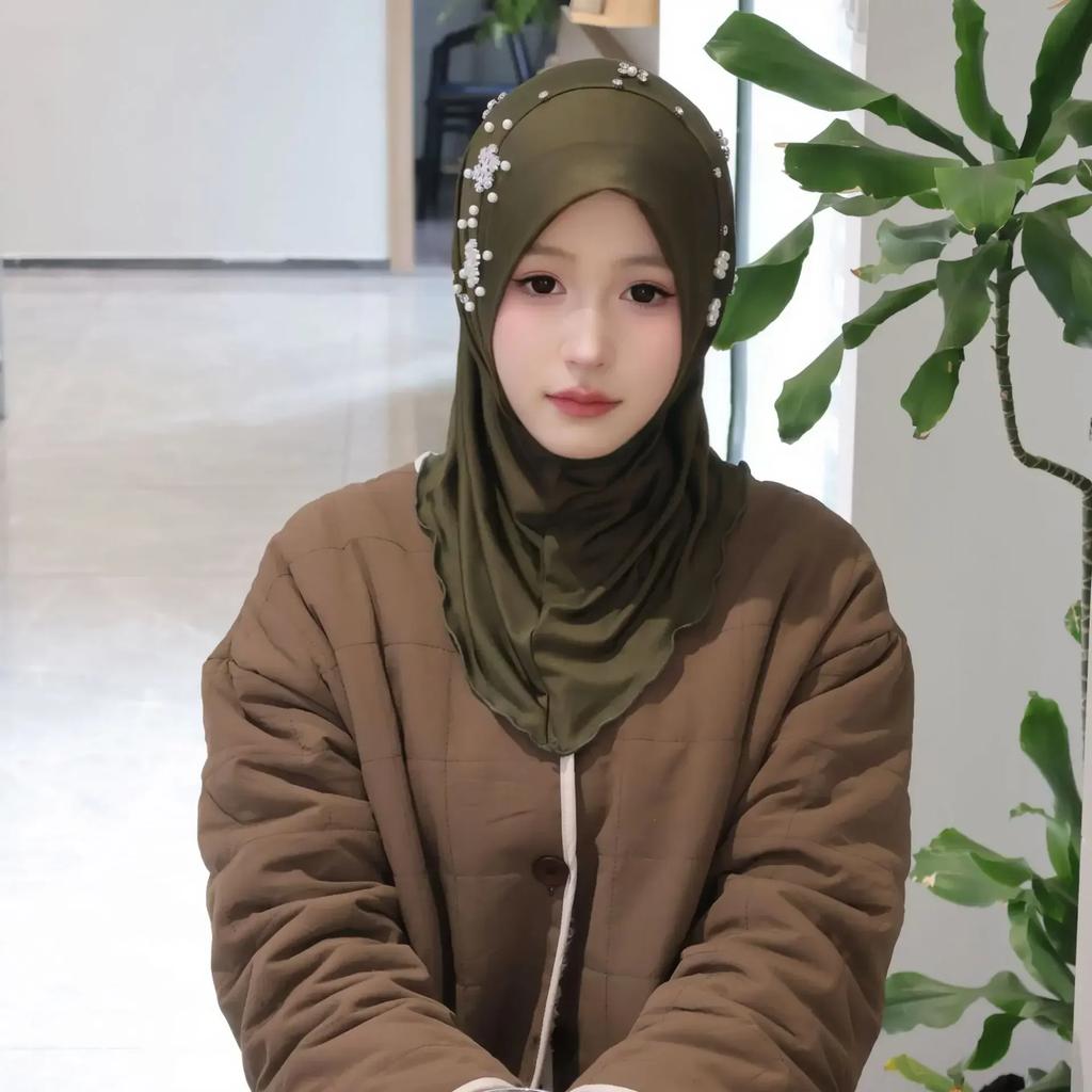 Ramadan Hijab Instant Femei Eșarfă Musulmană Lanț Eșarfă de Cap Înfășurări Elastic Acoperire Cap Gât Șaluri Amira Hijaburi Islamice pentru Rugăciune Turban