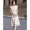 Demana New Chinese Style Embroidered Lace Flutter Sleeve Midi Dress