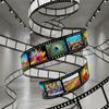 2Pcs Vintage Movie Night Film Strip Banner Polyester Black-White Film Strip Backdrop Decor Theater Themed Movie Element