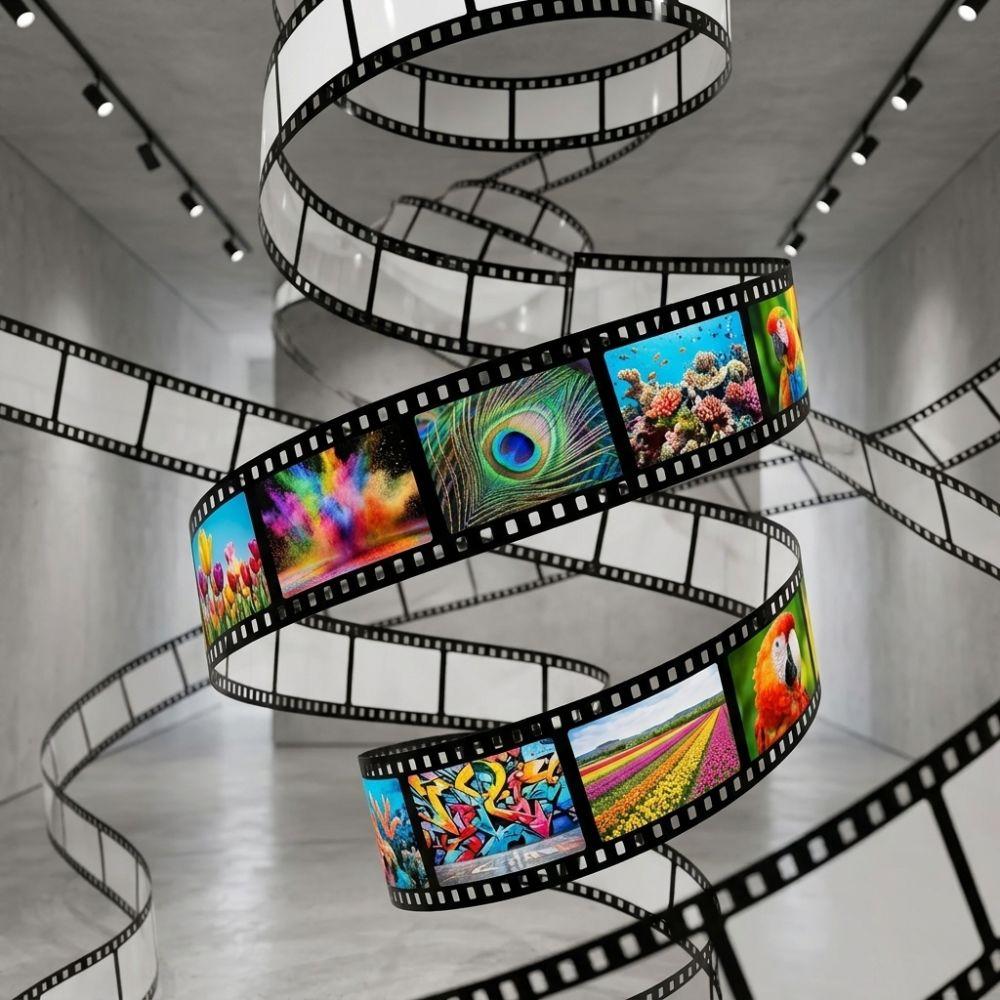 2Pcs Vintage Movie Night Film Strip Banner Polyester Black-White Film Strip Backdrop Decor Theater Themed Movie Element