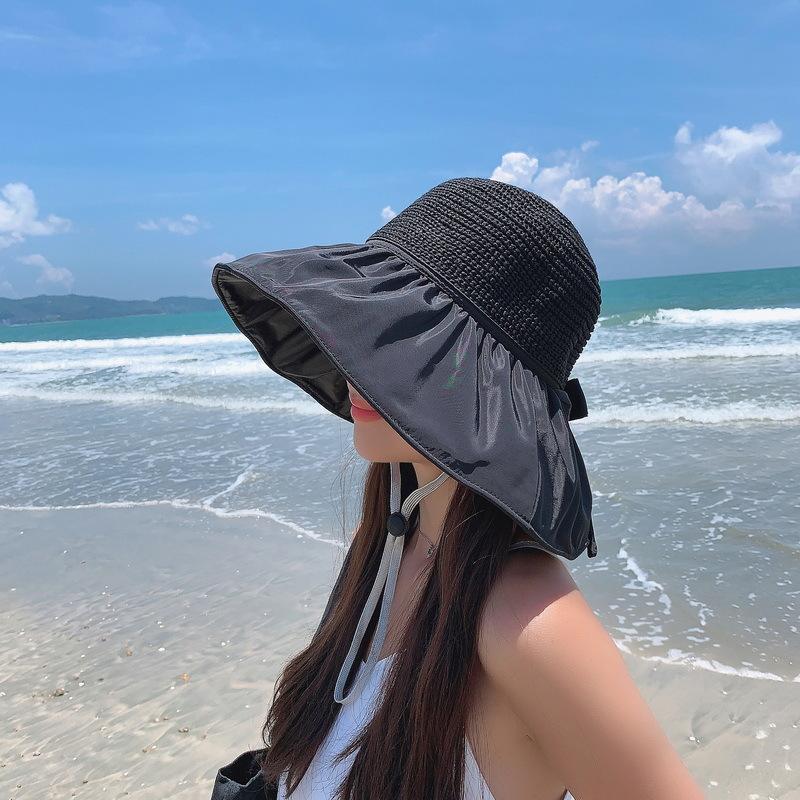 UV Vinyl Big Eaves Bow Fisherman Hat Children Spring and Summer Travel Versatile Sunscreen Sunshade Basin Hat