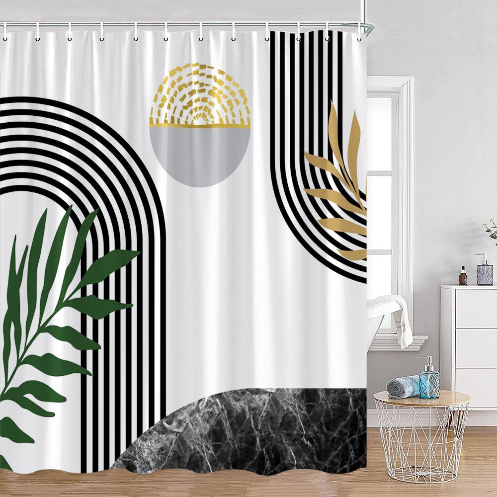 Abstrakta duschdraperier Nordisk mid-century-stil Badrumsdekorationer Modern minimalistisk badkarsgardin Polyester Badrumsdekor