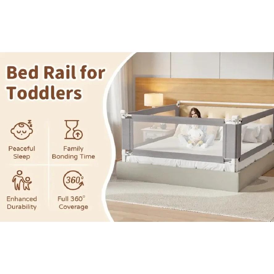 1pcs 2.0M Bed Safety Rail No-drill Baby Guardrail Anti Fall Bed Barrier Bed Safety Fence Suitable for Twin Queen King Beds