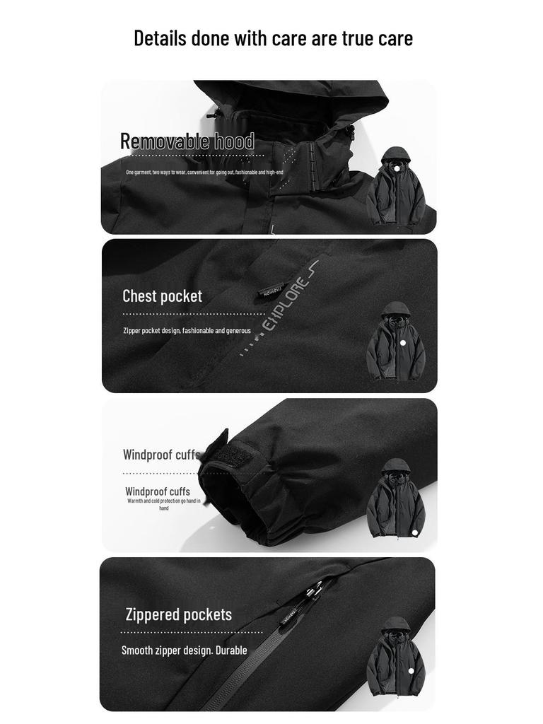 Windproof & Waterproof 3-in-1 Detachable Couples' Mountaineering and Skiing Suit Set