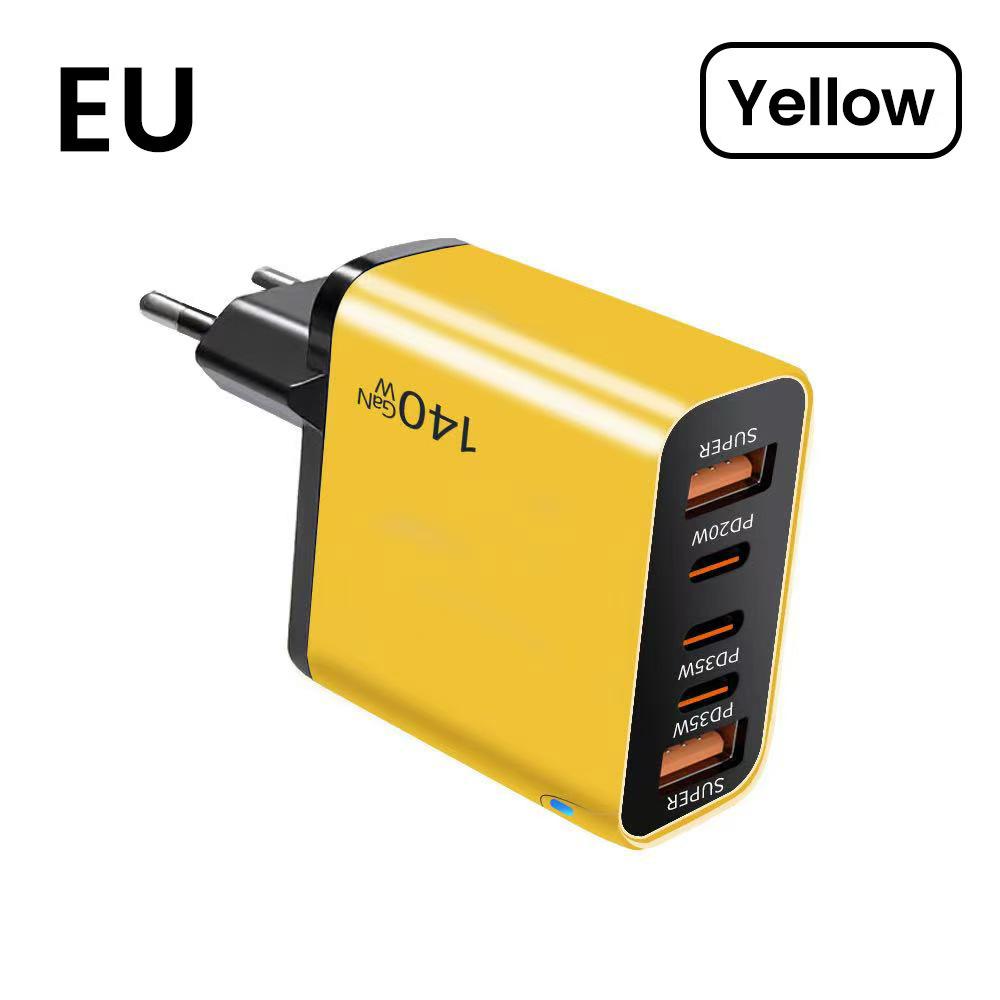 140W GaN Multi-Port Charger: Type-C Plug Adapter with US/EU/UK Standard, PD Fast Charging