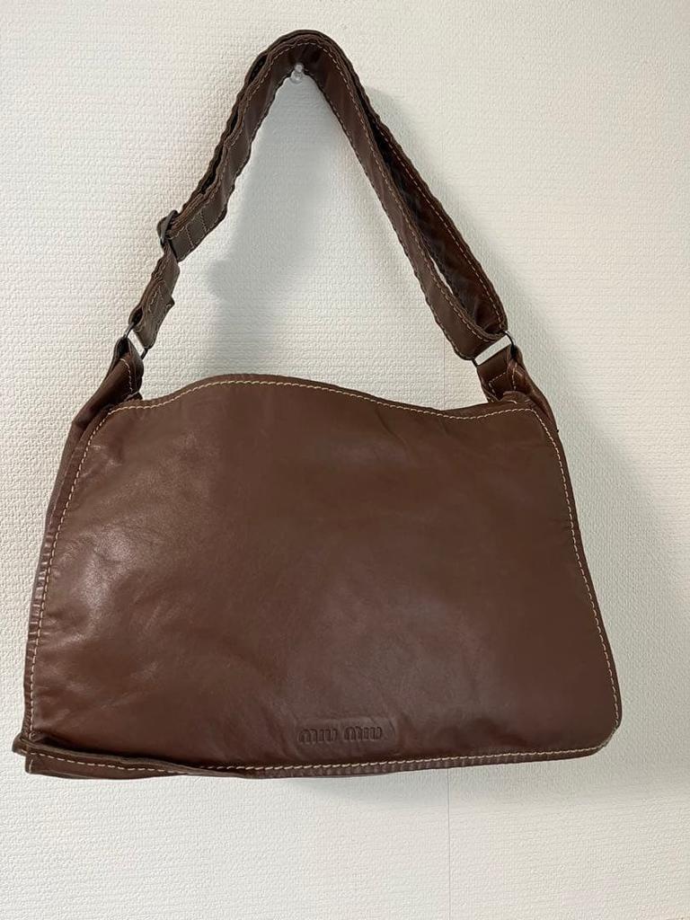 MIU Archive Genuine Leather Brown Shoulder Bag Y2K Vintage from Japan Used