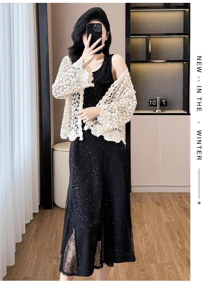 Starry Sky Sleeveless Dress with Sun Protection Cardigan