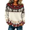 Women's Casual Long Sleeve Geometric Print Round Neck Knit Sweater