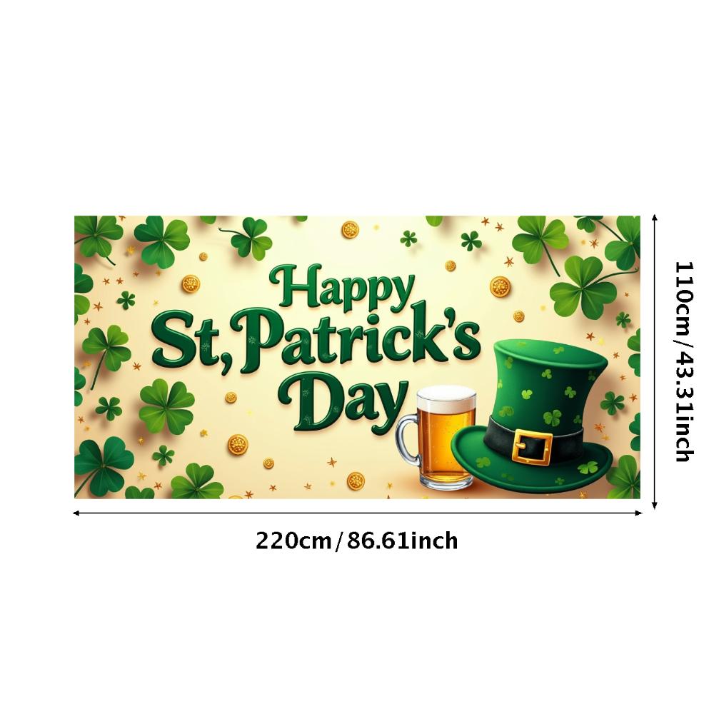 St Patricks Day Backdrop Banner With Beer Mug And Clover Party Event Decoration Photo Booth photography Background Props