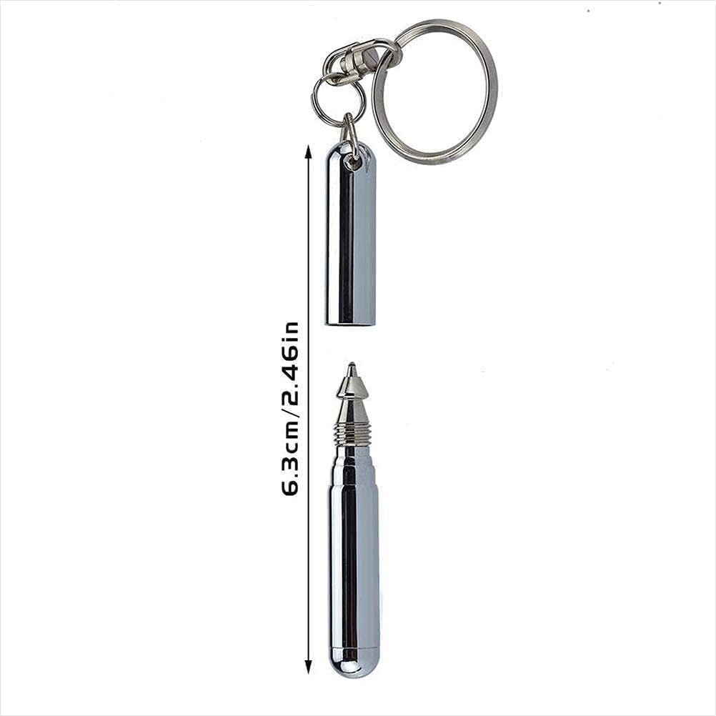 Silvery Retractable Mini Pen - Stainless Steel Keychain Pen, Ballpoint Pens, Gift for Birthday, Christmas