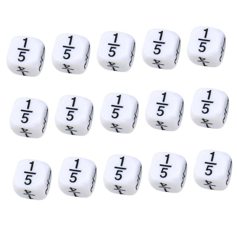 10PCS Fraction Dice 16MM Math Manipulatives Classroom Supplies Eductional Learning Resources Toys For Kids Boys Girls