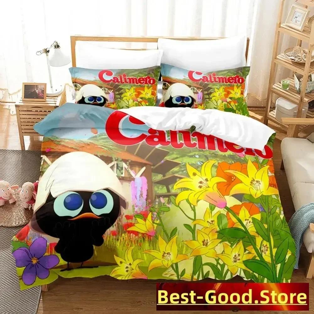 Cute Calimero Bedding Set Single Twin for Full Queen King Size Bed Set Aldult Kid Bedroom soft Duvetcover Sets Kawaii Bed