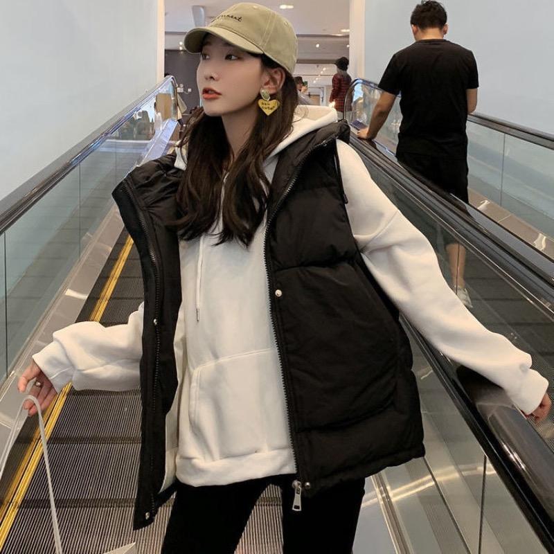 Vest Women Hooded Cotton Vest Jacket