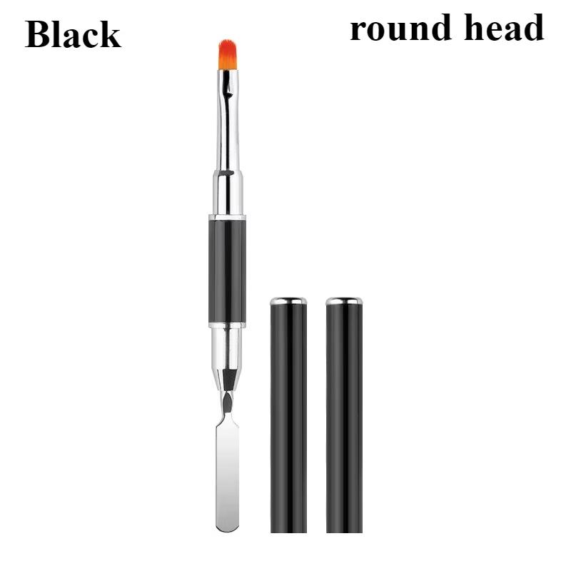 

Кисть для геля LINMANDA из нержавеющей стали, двусторонняя, кисти для нейл-арта 2 в 1, плоская кисть для геля, инструмент для нанесения и моделирования геля чёрный