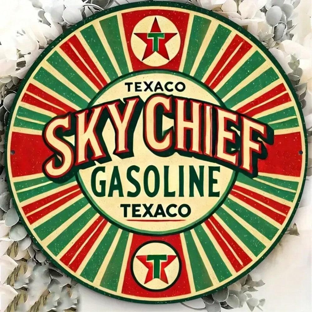 Vintage Texaco Sky Chief Metal Sign Retro Garage Wall Decor Rustic Tin Art 20x20