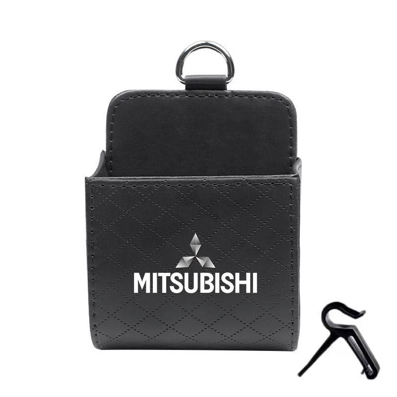 Car Storage Bag Car Air Outlet Debris Bag Mobile Phone Key Sunglasses Leather Organizer Box For Mitsubishi Eclipse Lancer Colt