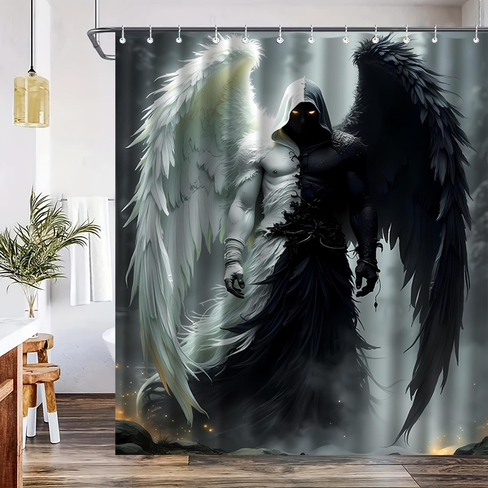 

Dark Angel Pattern Shower Curtain Washable Dirt-Resistant Shower Head Waterproof Polyester Bath Curtain For Home Decor W60H190(CM)-1 Pcs