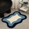 VIKAMA Wave-Shaped Cloud Pattern Rug Plush Absorbent Bathroom Mat Bedside Anti-Slip Rug for Bedroom Home Decor