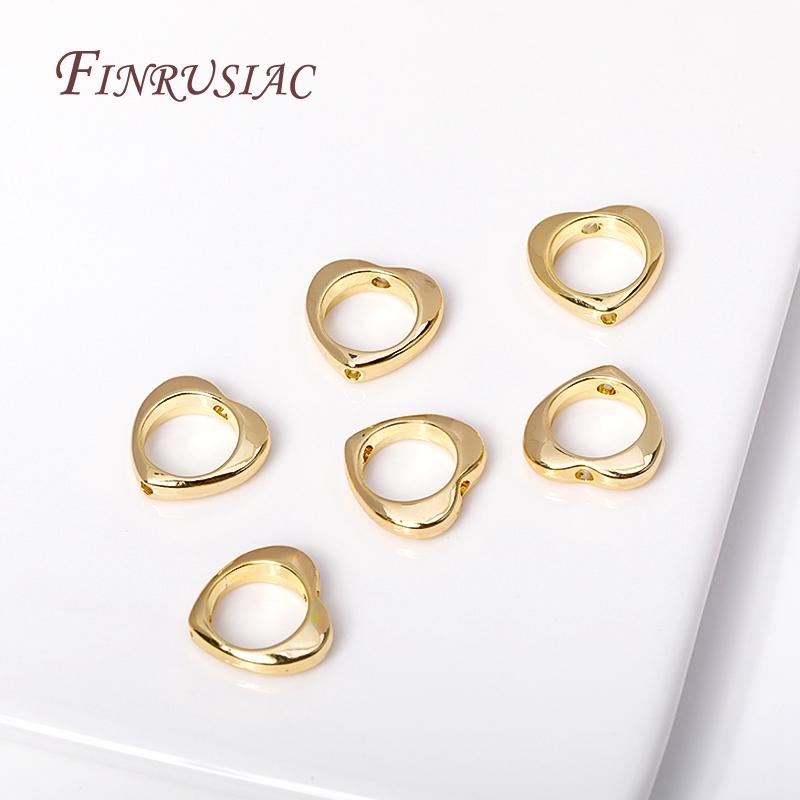 18K Gold Plated Heart Frame Beads Spacer Connectors Through Hole Bead Circle DIY Bracelet Earrings Beading Jewelry Making