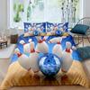 3D Print Bowling Bedding Set, Sports Game Duvet Cover Twin Full Size for Kids Boys Girls
