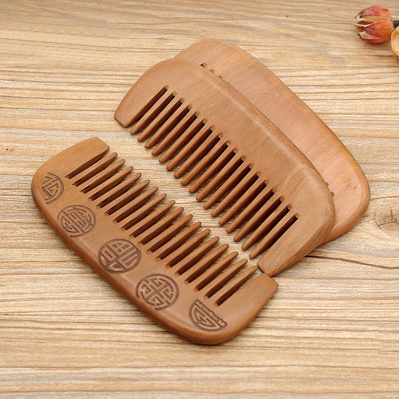 Camphor Wood Hair Comb - Solid Carved Design, Portable for Men & Women, Smooth Massage for Scalp, Free Engraving Available.