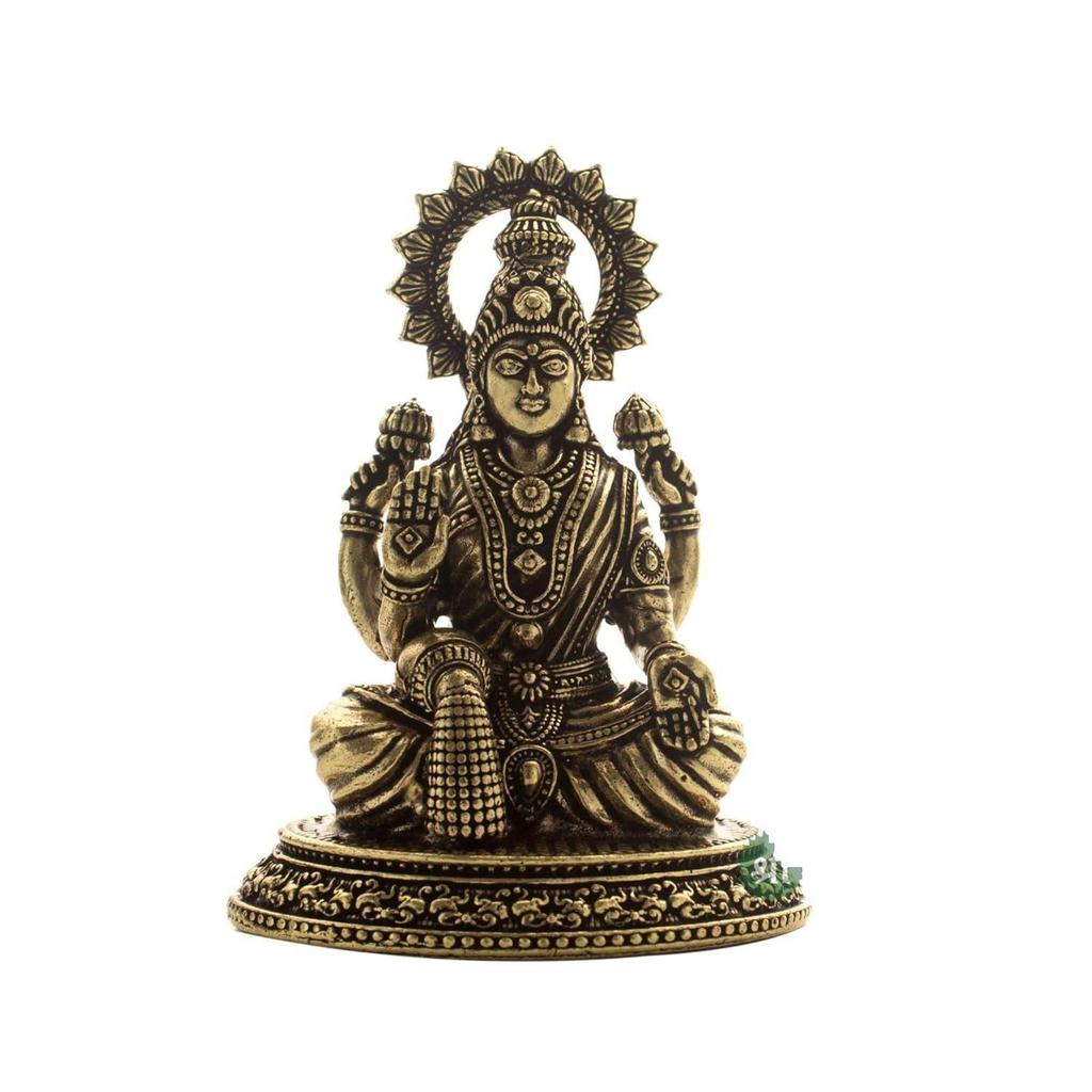 Handcrafted Brass Goddess Laxmi Statue for Home Temple | 2.5" Maa Lakshmi Figurine Idol Murti Sacred Symbol of Wealth | Perfect for Rituals & Gifting