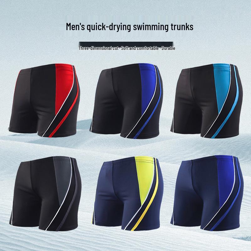 Men's Plus Size Quick-Dry Color Block Beach & Hot Spring Swimming Trunks