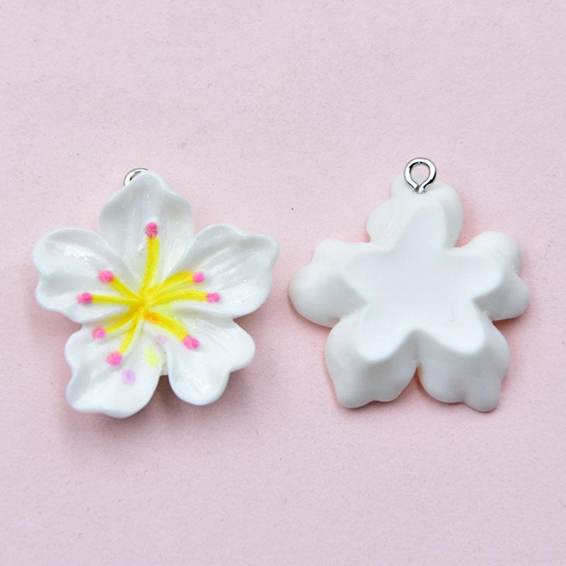 Peach Blossom Cherry Resin Earrings & Keychain Pendant - DIY Jewelry Accessories белый